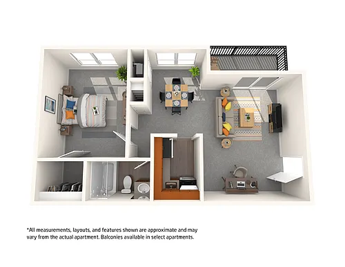 Floor plan 1 Bedroom 1 Bath - Affordable
