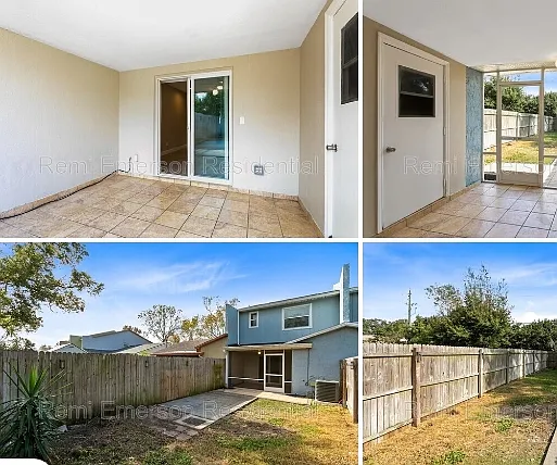 Outside patio is covered and backyard is fenced