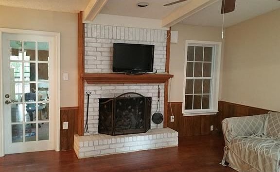 Plenty of light in the family room from a skylight, French d