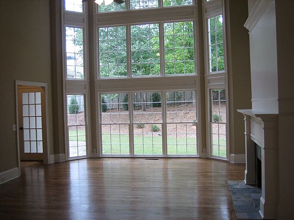 2 story family room with fireplace