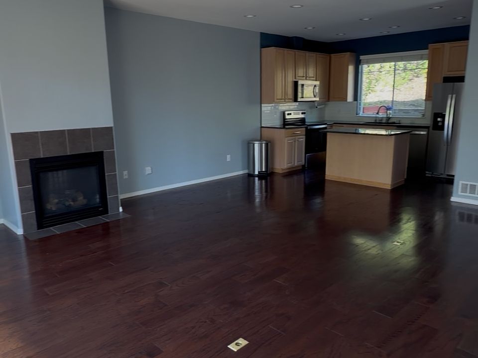 Main floor living room and kitchen