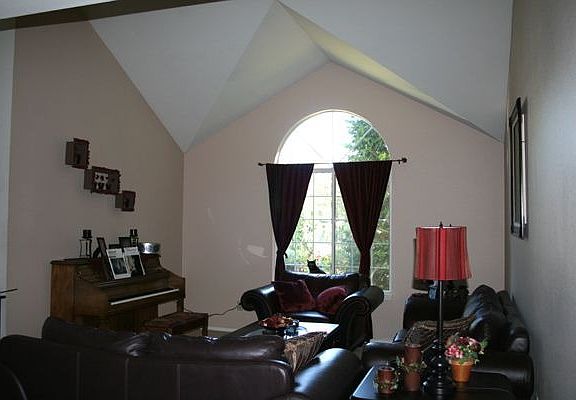 Vaulted ceiling in living room