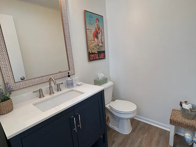 All new bathroom amenities which include sink and toilet.