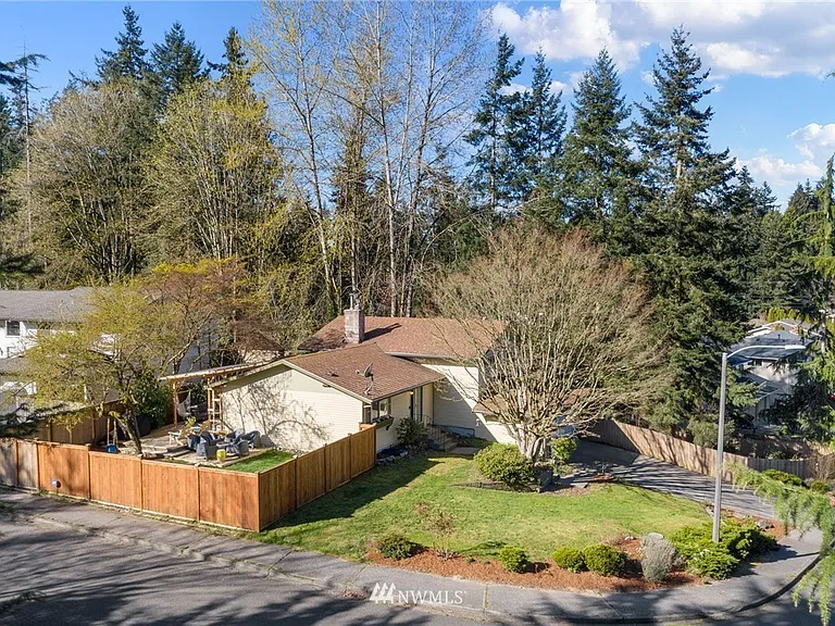 This is a corner lot. Aerial view shows most of the lot