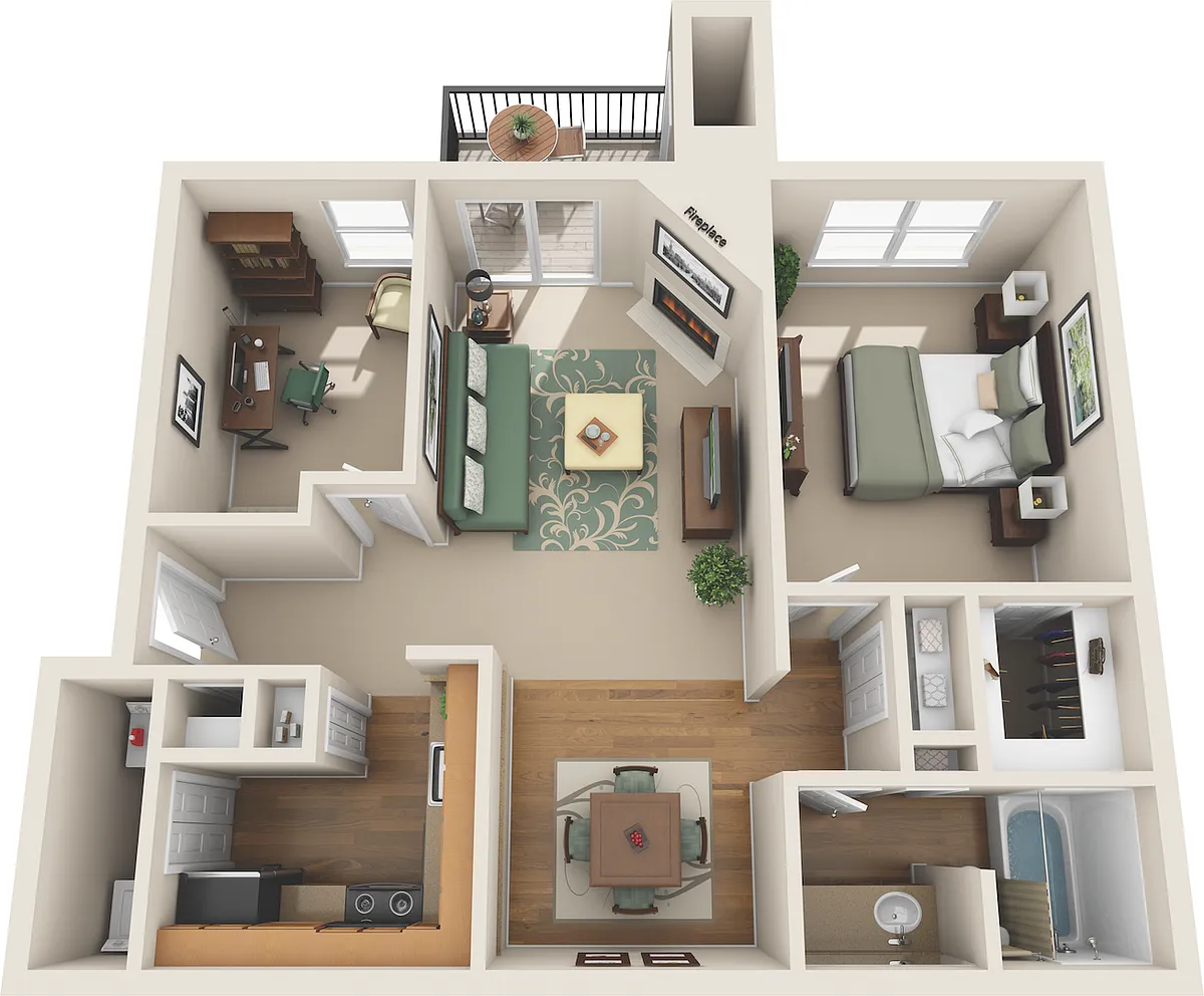 Floor plan A2 with Den