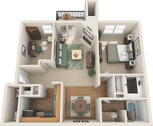 Floor plan A2 with Den