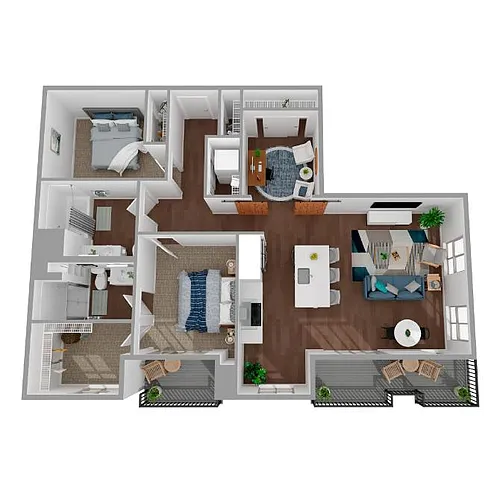 Floor plan 2 Bed/2 Bath Den-b3.2