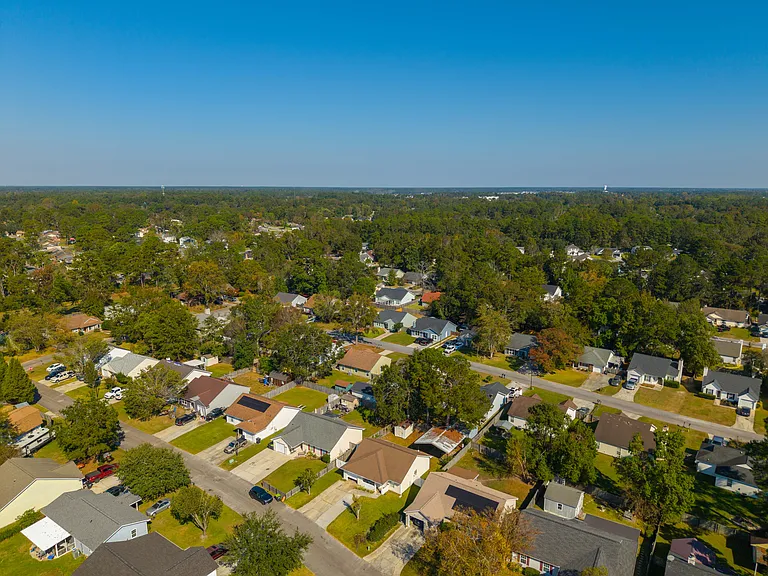 Aerial view of the street