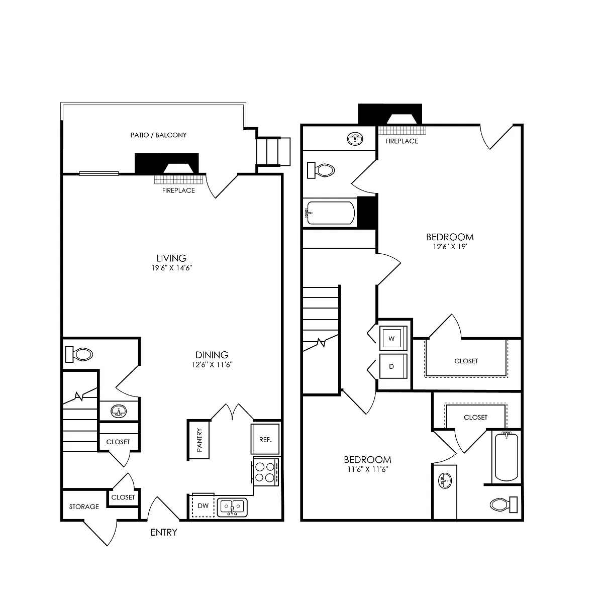 Floor plan B3 Townhome Renovated