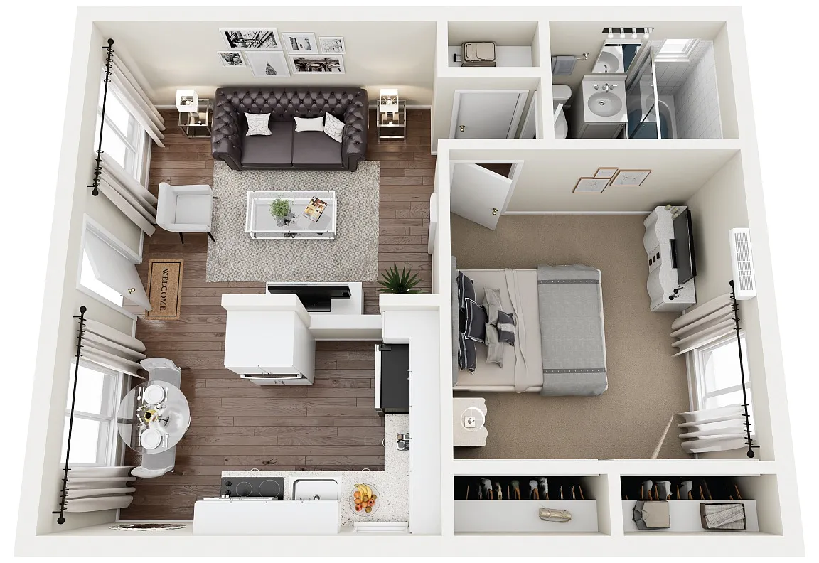 Floor plan 1 bed 1 bath