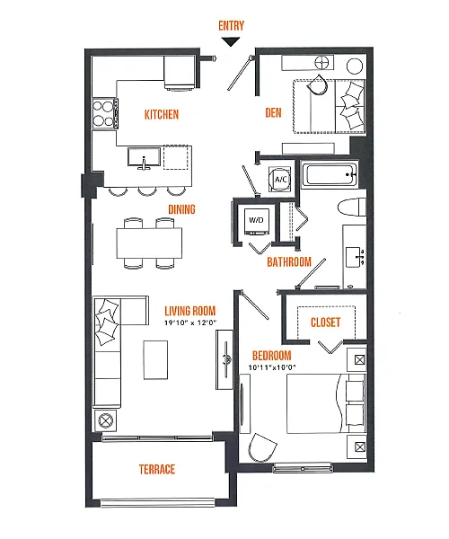 Floor plan 1 Bed / 1 Bath