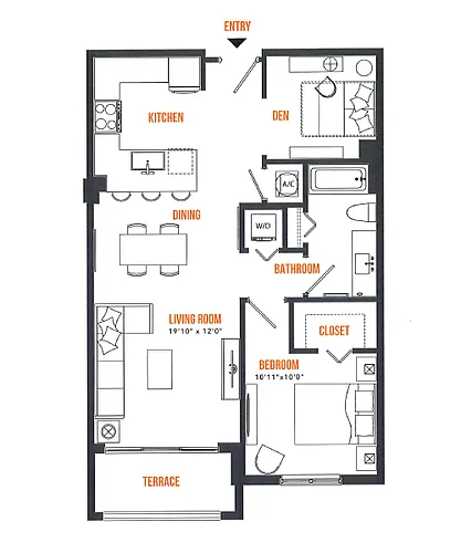 Floor plan 1 Bed / 1 Bath