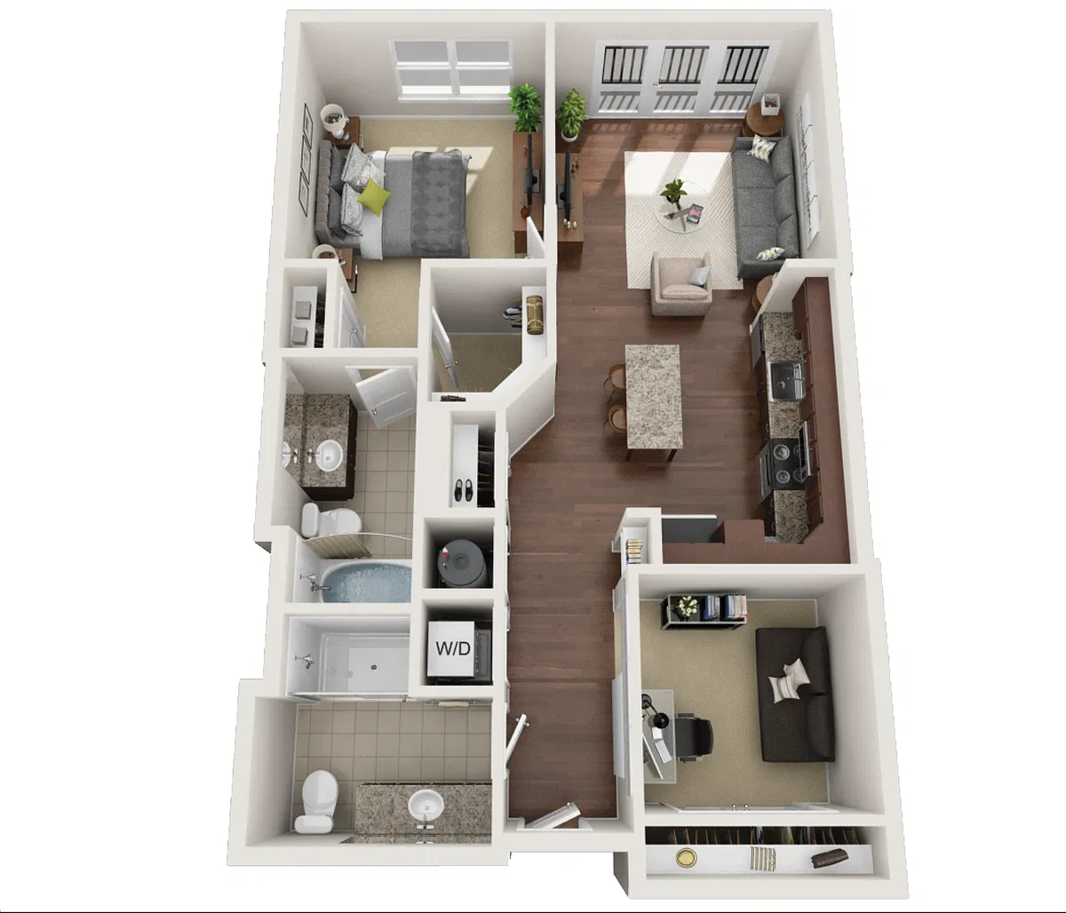 Floor plan One Bedroom w/ Den (A4)