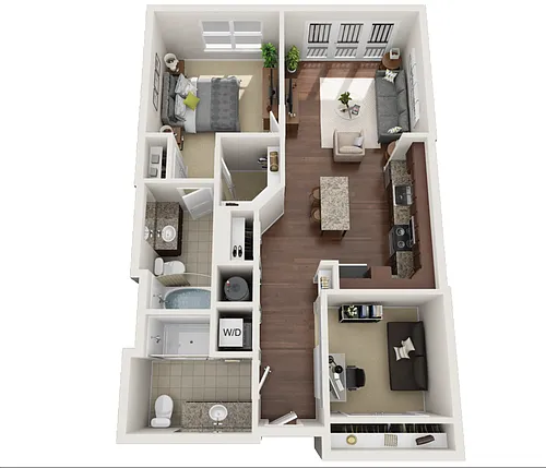 Floor plan One Bedroom w/ Den (A4)