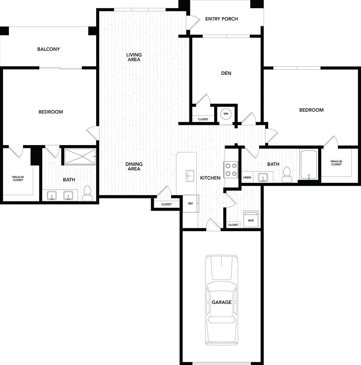 Floor plan 3 Bed/2 Bath-D1G
