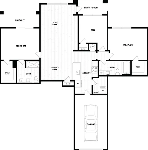 Floor plan 3 Bed/2 Bath-D1G