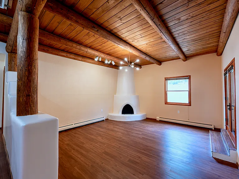 Living Room with Kiva fireplace