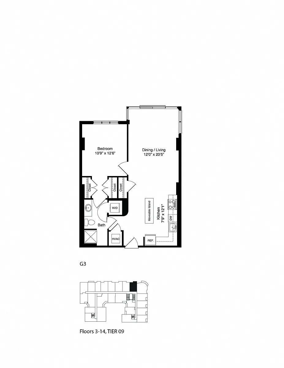 Floor plan ONE BEDROOM G3