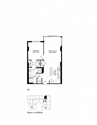 Floor plan ONE BEDROOM G3