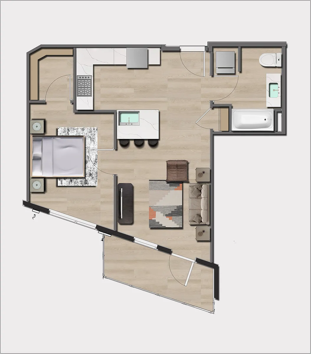 Floor plan 1 Bedroom, 1 Bath A9