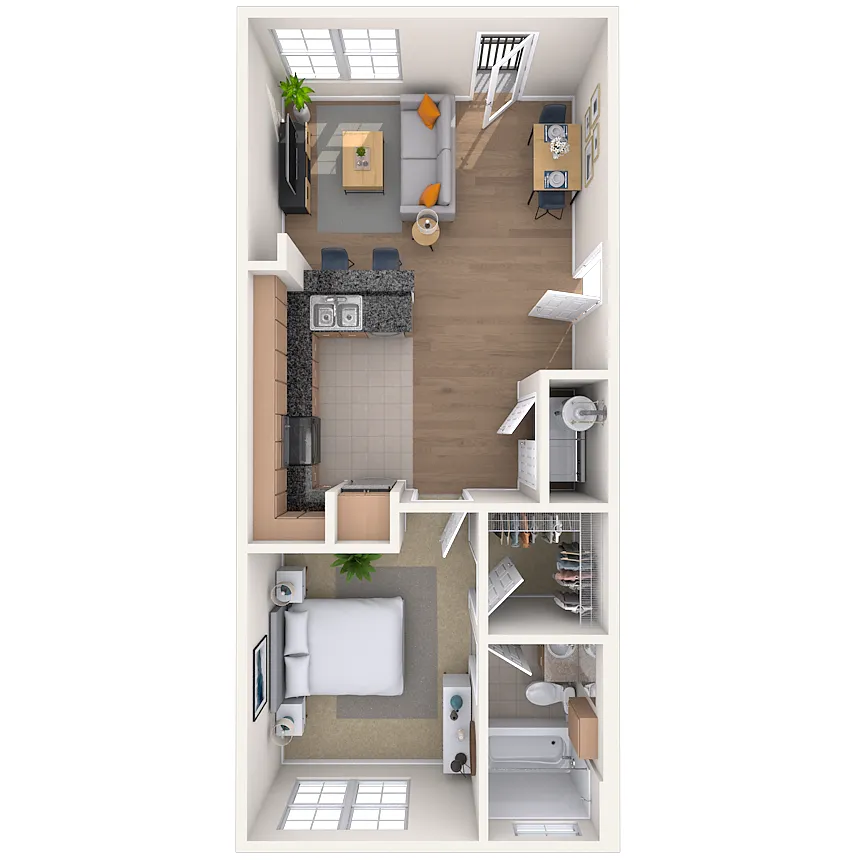 Floor plan Traditional 1x1 710 SF
