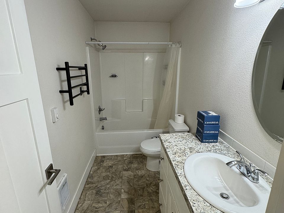 Heated towel rack in bathroom