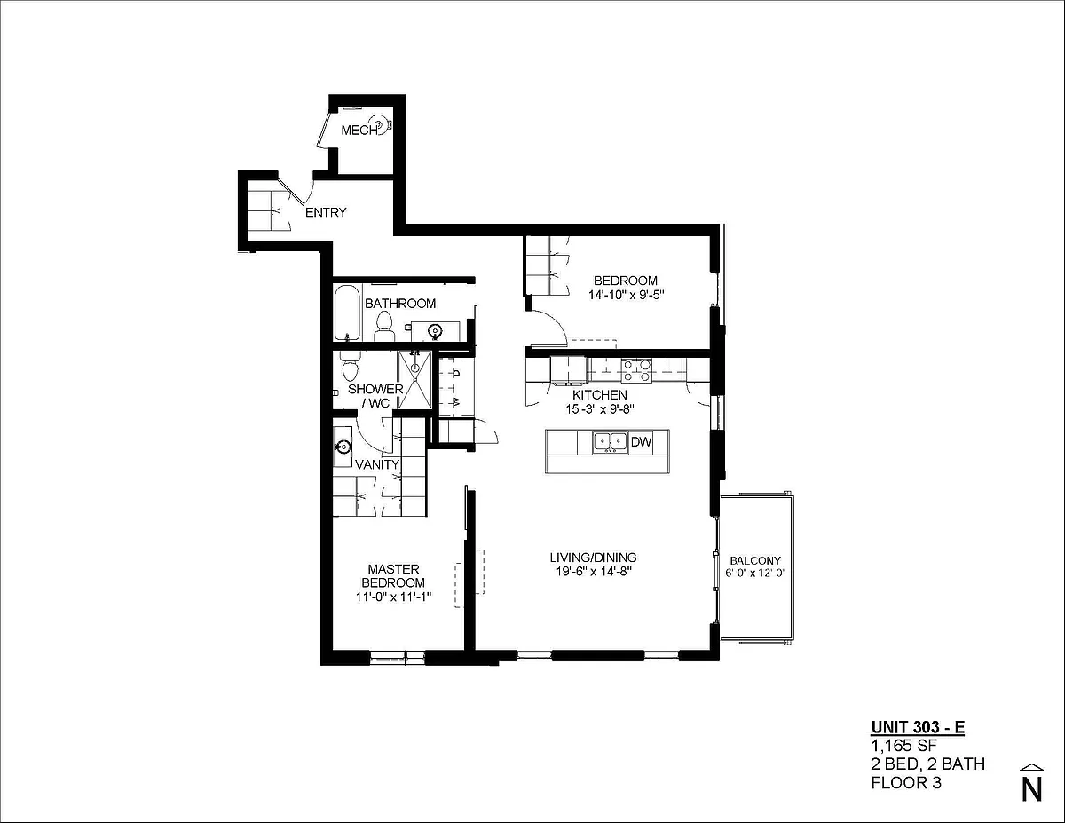 Floor plan Floor Plan E - 1391 SF 2 Bedro