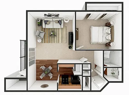 Floor plan One Bedroom One Bath