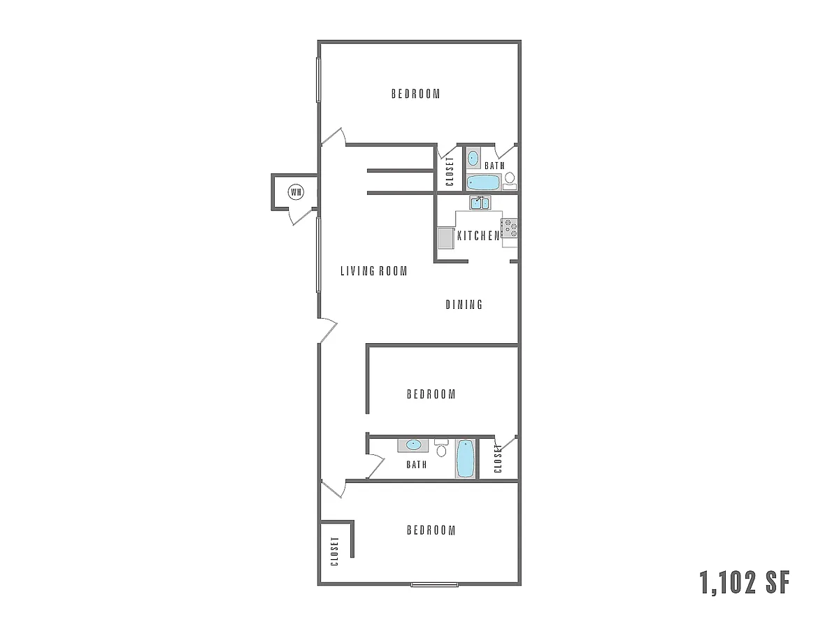 Floor plan 3 Bedroom 2 Bath
