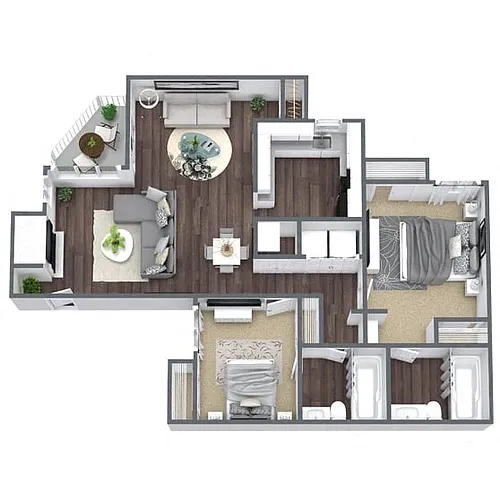 Floor plan B3: 2 Bed 2 Bath