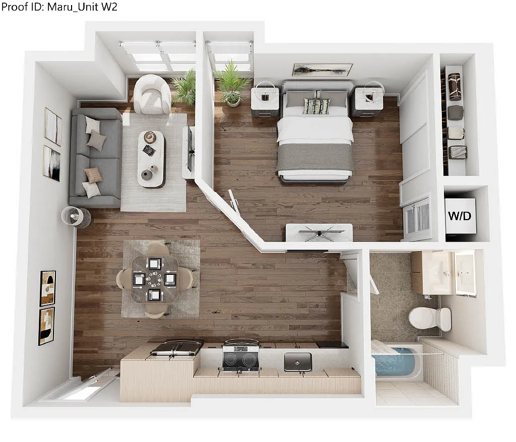 Floor plan W2 - 1 Bedroom