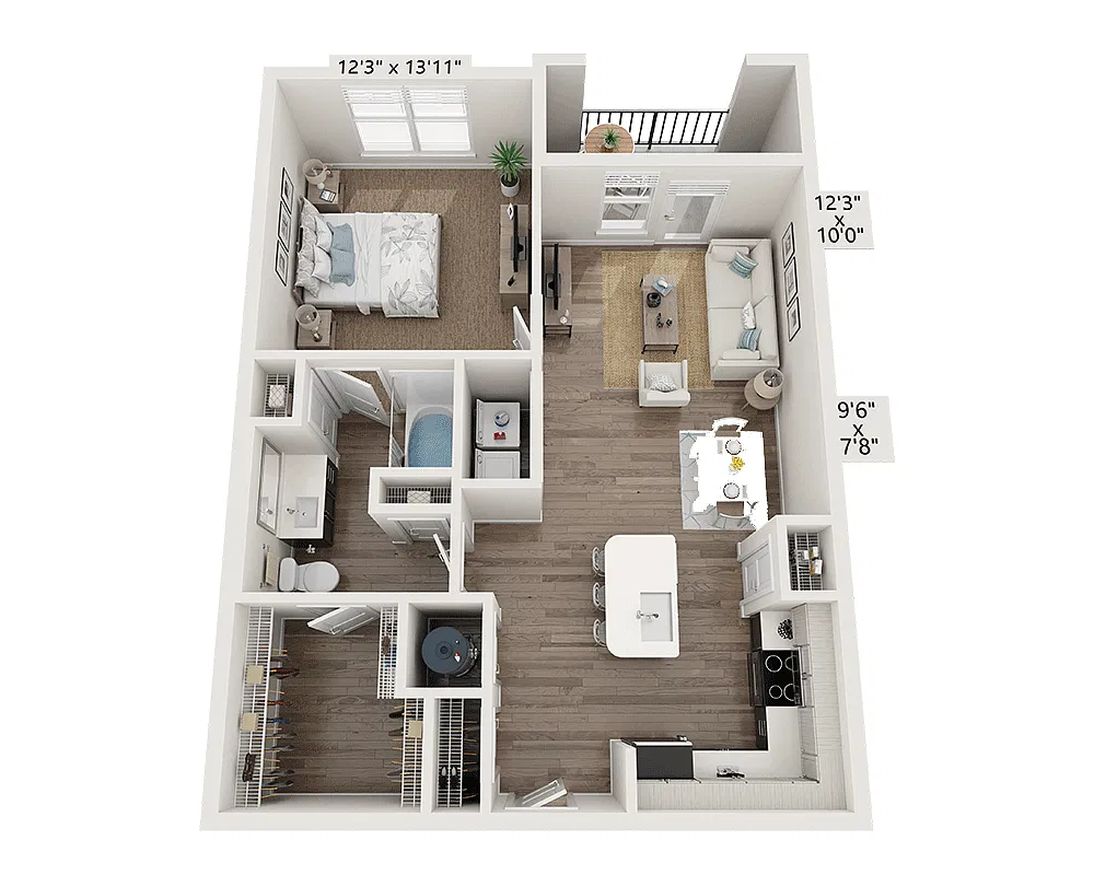 Floor plan One Bedroom A1C