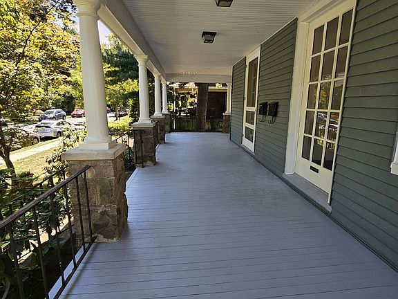 Wrap-around porch looking towards side yard