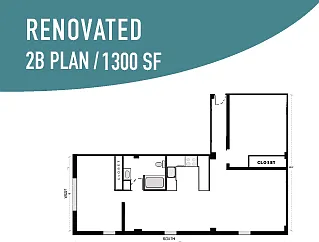 2 BR / 1 BA - 1300 SF 2 BR / 1 BA - 1300 SF