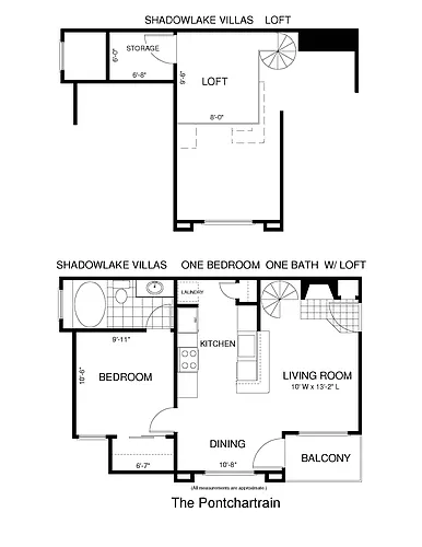 Floor plan One Bedroom Loft - Call for Availability