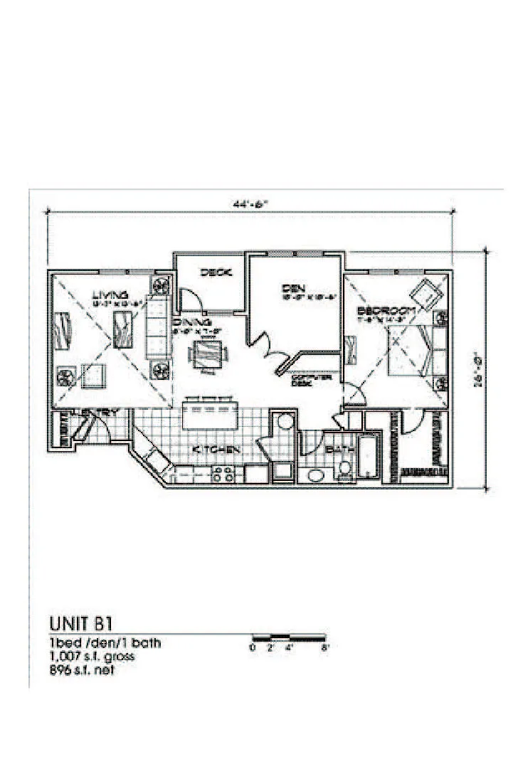 Floor plan 1 Bedroom Den A5pr