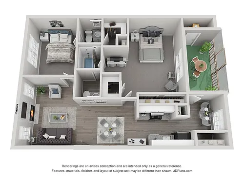Floor plan 2 Bedroom 1.5 Bath