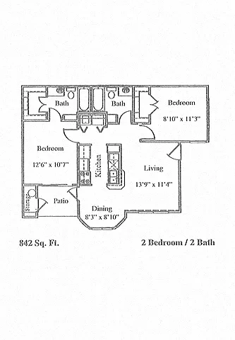 Floor plan 2BD 2BA