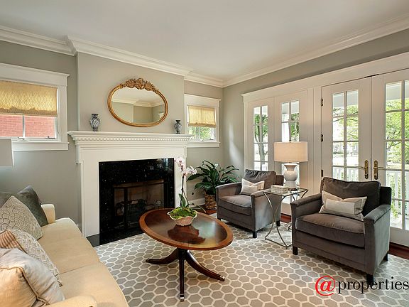 Gracious Living Room with Gas Fireplace.