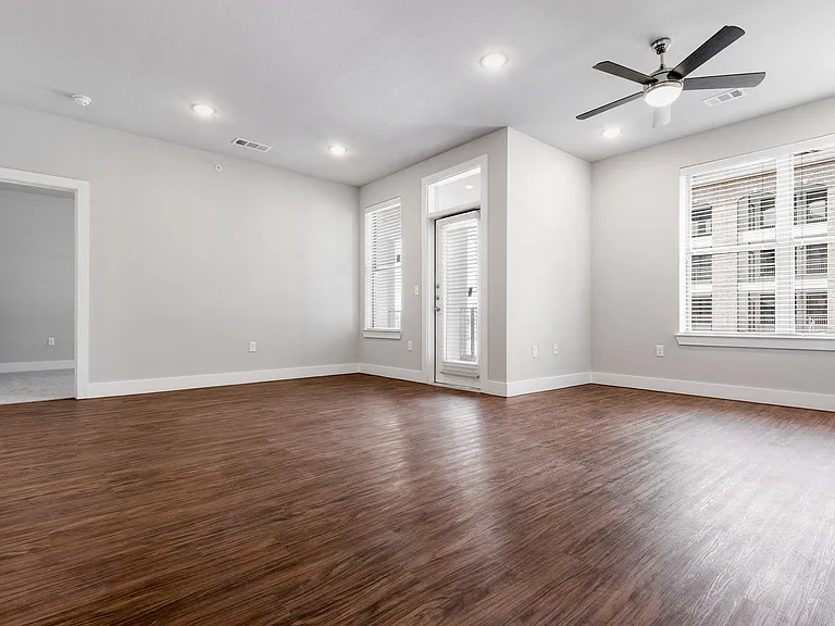 Wood style flooring throughout living areas.