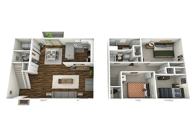 Floor plan 3 Bedroom 2.5 Bathroom Townhome