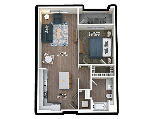 Floor plan A2 One Bedroom