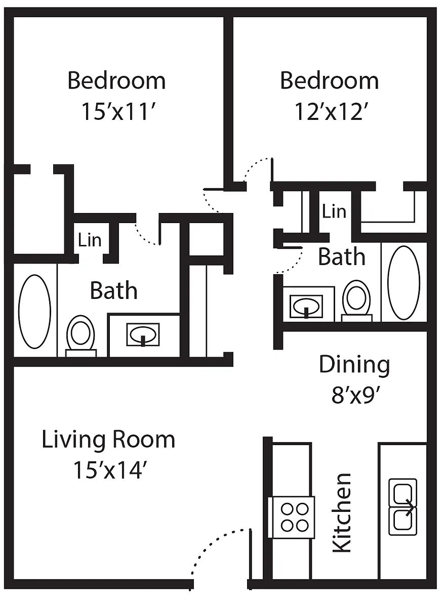 Floor plan The Retreat: 2/2 (912) at South Shore