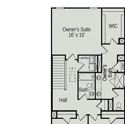 3 bedrooms up with over sized walk in closet in Owner s suite. Dual vanities and walk in shower.