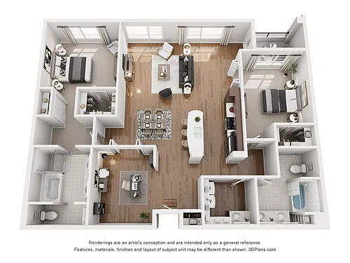 Floor plan 2x2B2 w/creative space