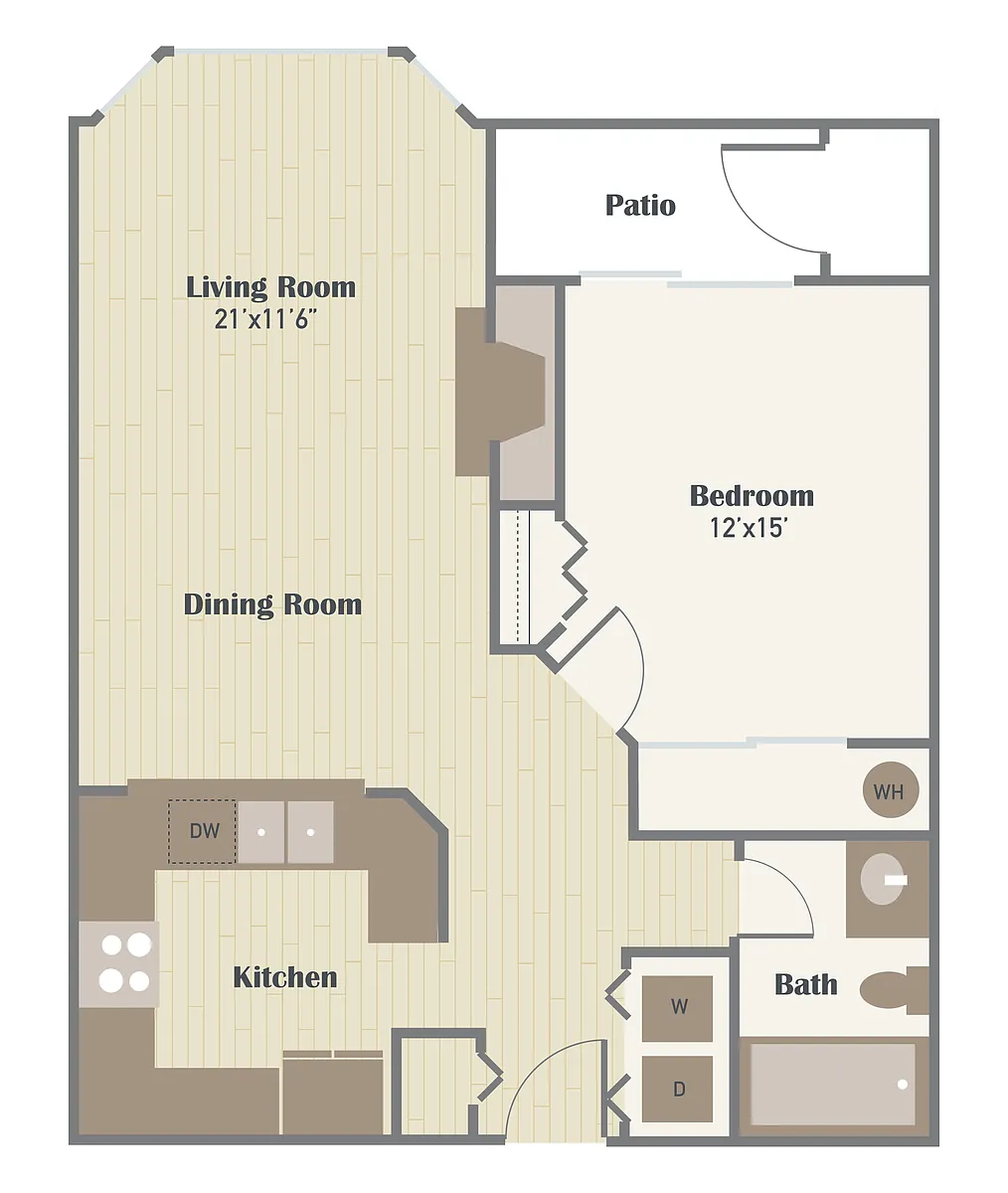 Floor plan 1 x 1-Renovated
