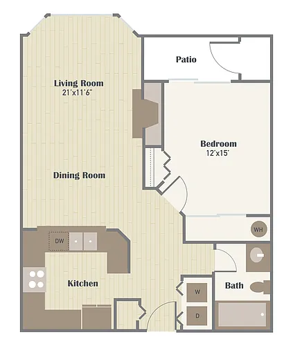 Floor plan 1 x 1-Renovated