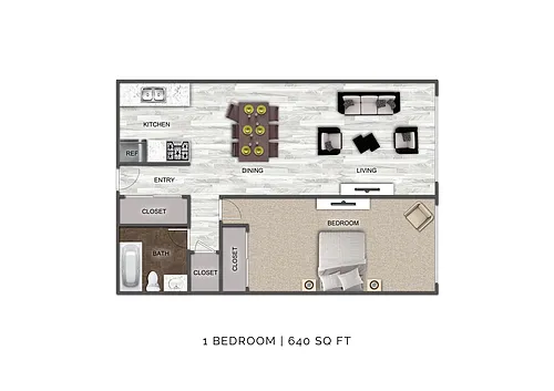 Floor plan 1 Bedroom C