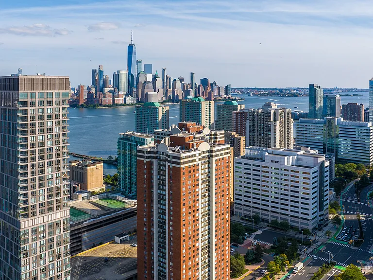Aerial views of Parkside West, located steps from the waterfront and PATH to NYC