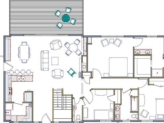 Main floor plan with sample furniture layout